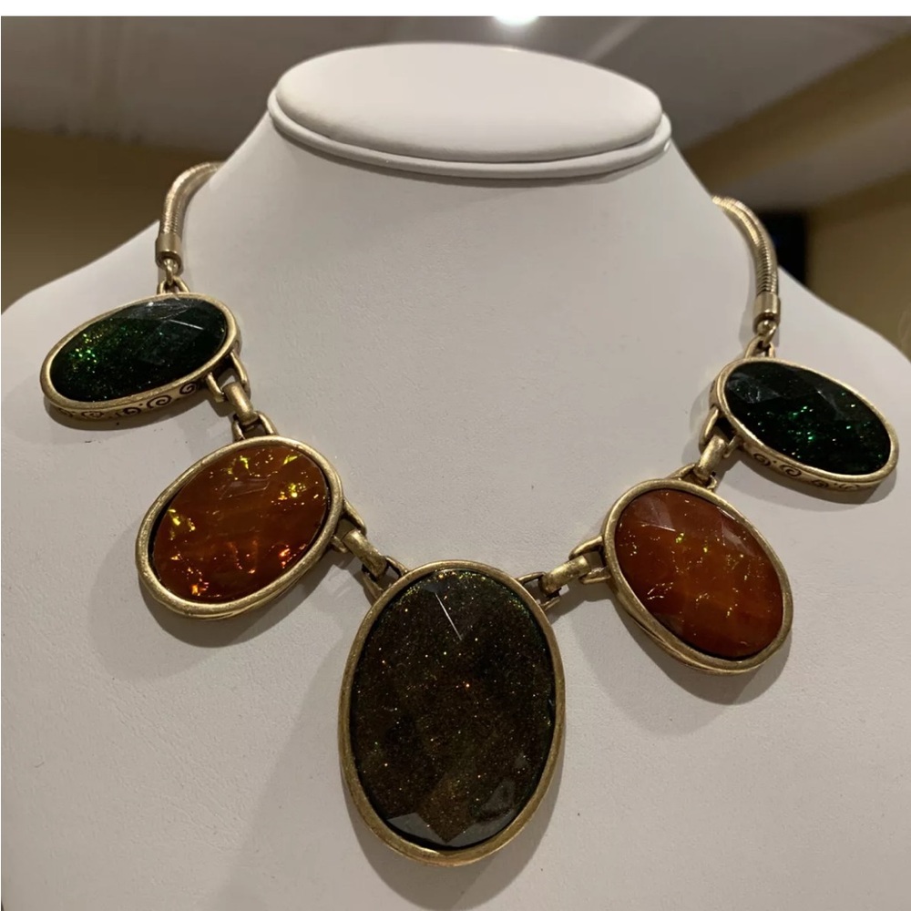 Multicolored Stone Fall Statement Necklace - image 2